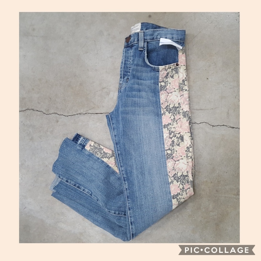Current/Elliot Floral Trim Distressed Jeans.Sz.26